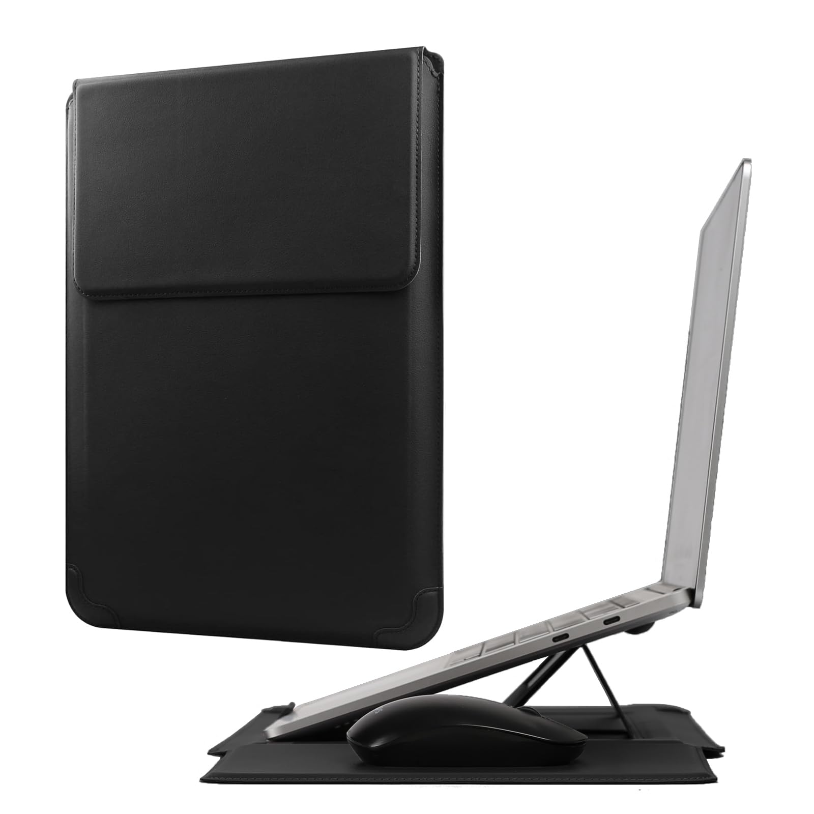 Photo 1 of Hyfant Laptop Sleeve Case with Stand and Mouse Pad 13-14 Inch Laptop Case Chromebook Sleeve Leather Protective Cover for MacBook Pro/Air Dell HP Lenovo ThinkPad Samsung Asus Acer LG Laptops