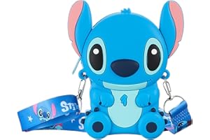 JWDWYX Stich Cute Crossbody Shoulder Bag with Adjustable Strap, Badge Wallet, Coin Purse Pouch, Money Organizer for Girls, Zipper Closure