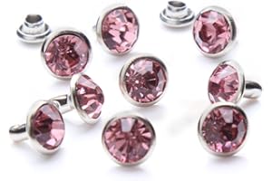 DAS GARDEN 100 Sets Cz Colorful Crystal Rivets Silver Color Spots Studs Double Cap for DIY Leather-Craft (Pink, 8MM)