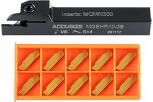 Accusize Industrial Tools 5/8'' x 5/8" Cut-Off Holder, Parting Tool, Mgehr10-3b of 2387-2005 with 10 Carbide Inserts for Cutt