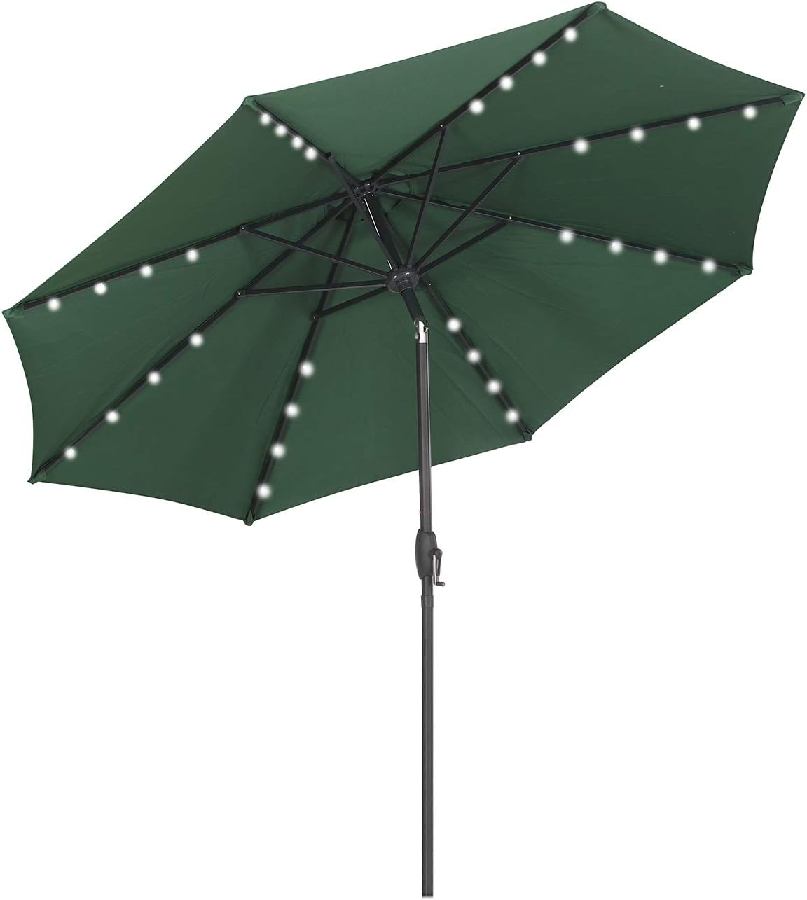 Amazon Com Outdoor 9 Ft Aluminum Patio Umbrella With Solar Led Lights Fade Resistant Garden Beach Market Table Umbrella Tilt Crank Lift Green 2 Clothing