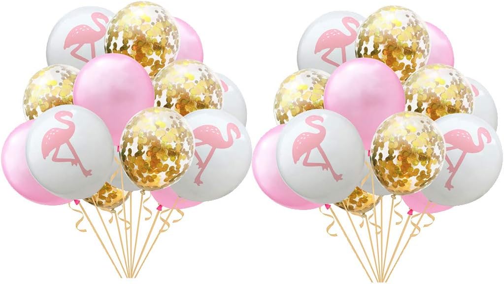 DreamJ 30 Pack Party Decorations Balloons Flamingo Latex Balloons12 Inch Gold Confetti Balloons for Birthday Wedding Bridal Shower Party Decorations