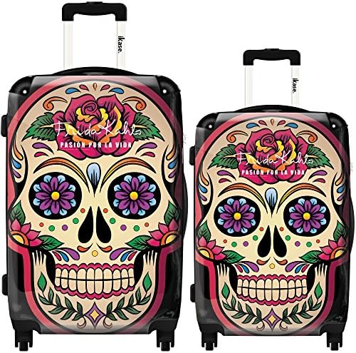 Ikase Hardside Spinner Luggage Skull Frida Kahlo Flower