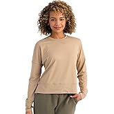 HUK womens Bayside Pullover Crew Sweatshirt, Midweight Soft Jersey Cropped Sweatshirt With Thumbholes
