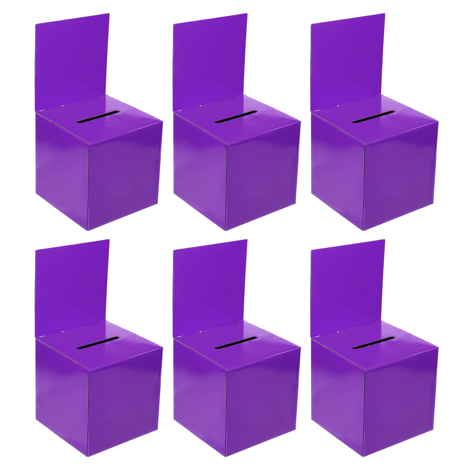 PATIKIL Cardboard Suggestion Box, 6 Pcs 6"x6"x6" Ballot Box with Removable Header Board Raffle Box for Suggestion, Collection, Tip, Donate, Voting, Purple