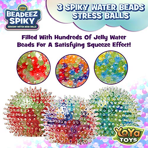 YoYa Toys Beadeez Squishy Stress Balls with DNA Spiky Textures (3-Pack) Colorful Sensory Toy and Stress Relief for Kids, Adults - Squeezy Water Beads - Promote Calm Focus for ADHD, Autism - Thumbnail 3