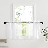 PONY DANCE White Voile Curtains 24in Drop 29in Wide 2 Panels Caravan