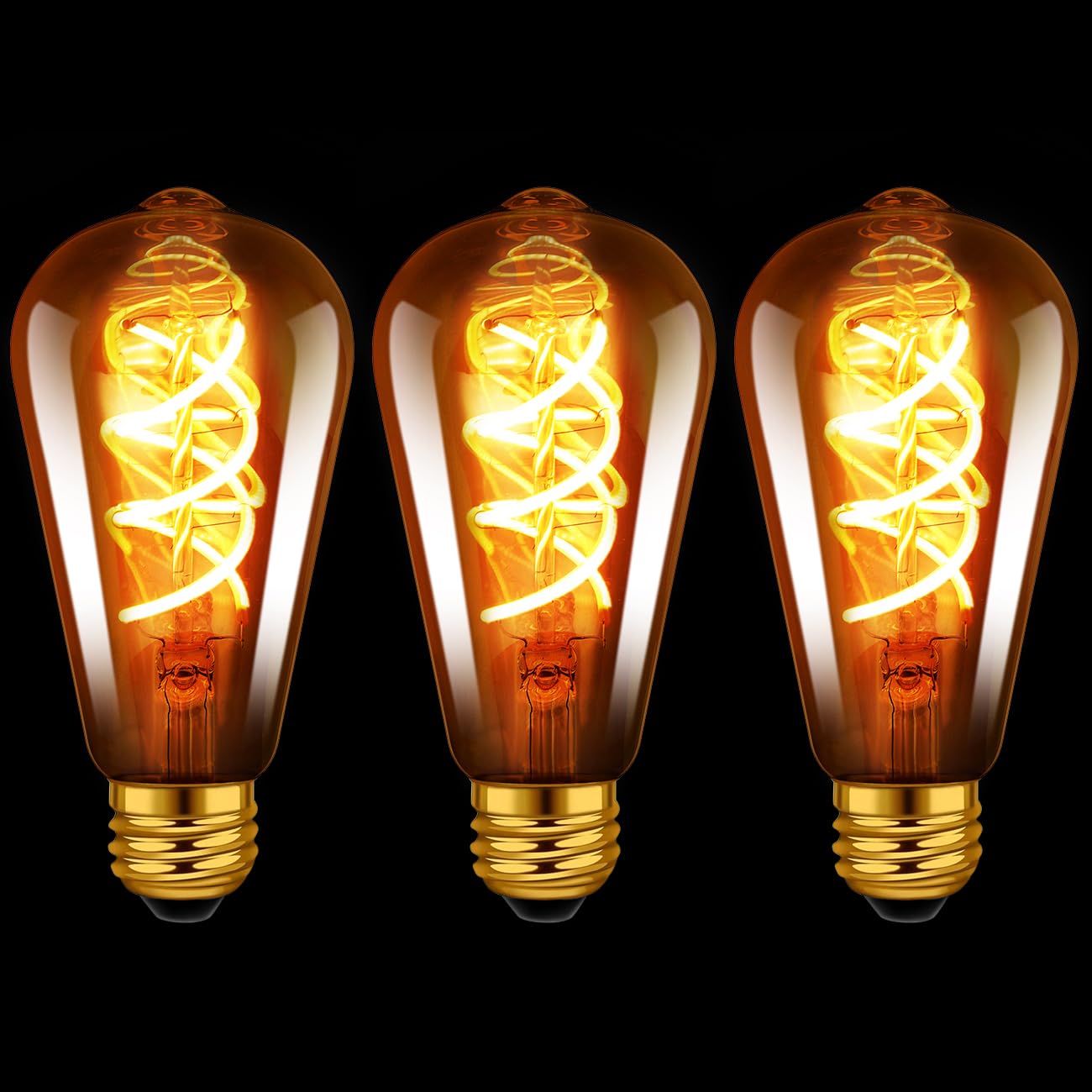 LVWIT E27 Screw Bulb,5W Led Edison Bulb E27,35W Equivalent,Spiral Filament Bulb,E27 Vintage Light Screw Bulbs,400LM,2200K Warm White,Non-Dimmable (3 PCS)