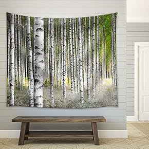 White Birch Trees - Fabric Tapestry, Home Decor - 51x60 inches