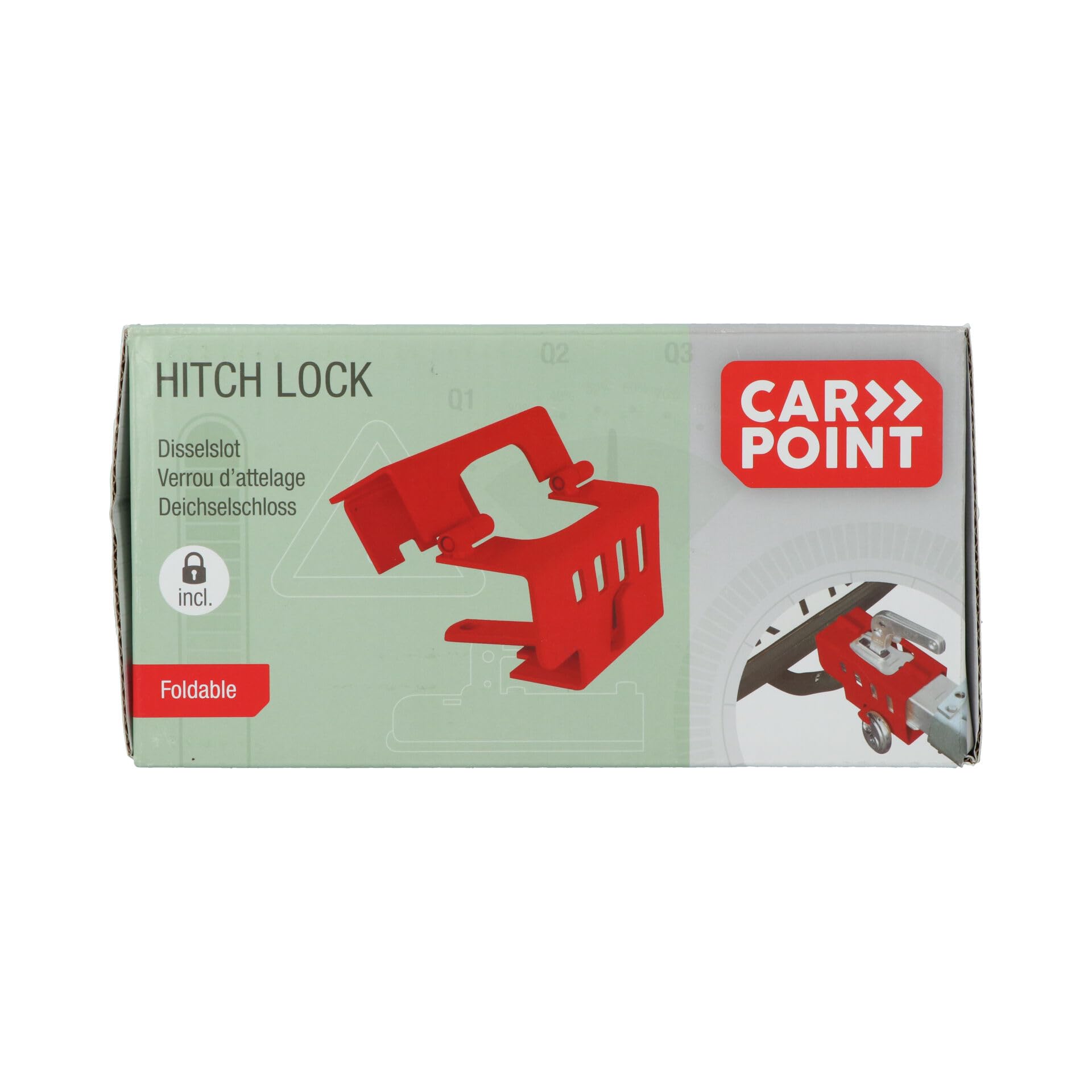Carpoint Lock for Attachable Coupling Head incl. Padlock, Red