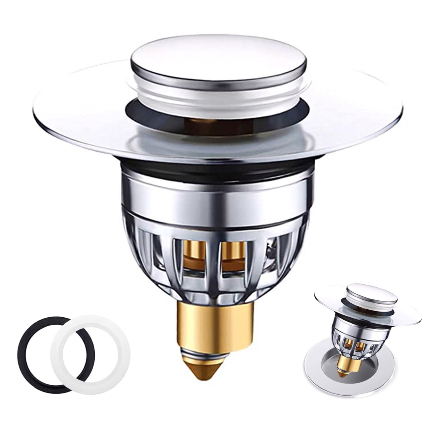 YOXITIXOY Sink Plug，Universal Bathroom Pop Up Wash Basin Plug Replacement Stainless Steel Strainer，pop up Sink Plugs ，Drain Stoppers，for Bath，Basin (35mm-42mm)