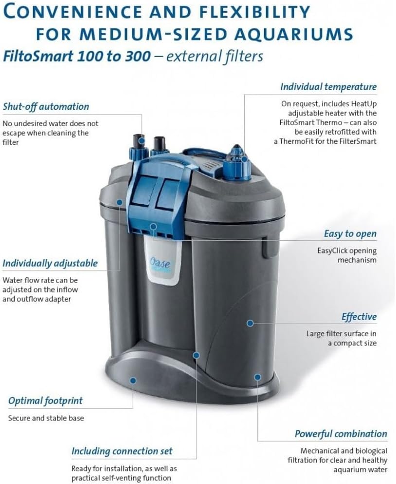 Oase FiltoSmart Thermo 300 Aquarium Filter, External Aquarium Filter for Freshwater and Marine Aquariums up to 300 L - Image 3