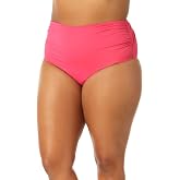 Anne Cole Plus Size High-Waist Shirred Bottoms Hot Pink 20W