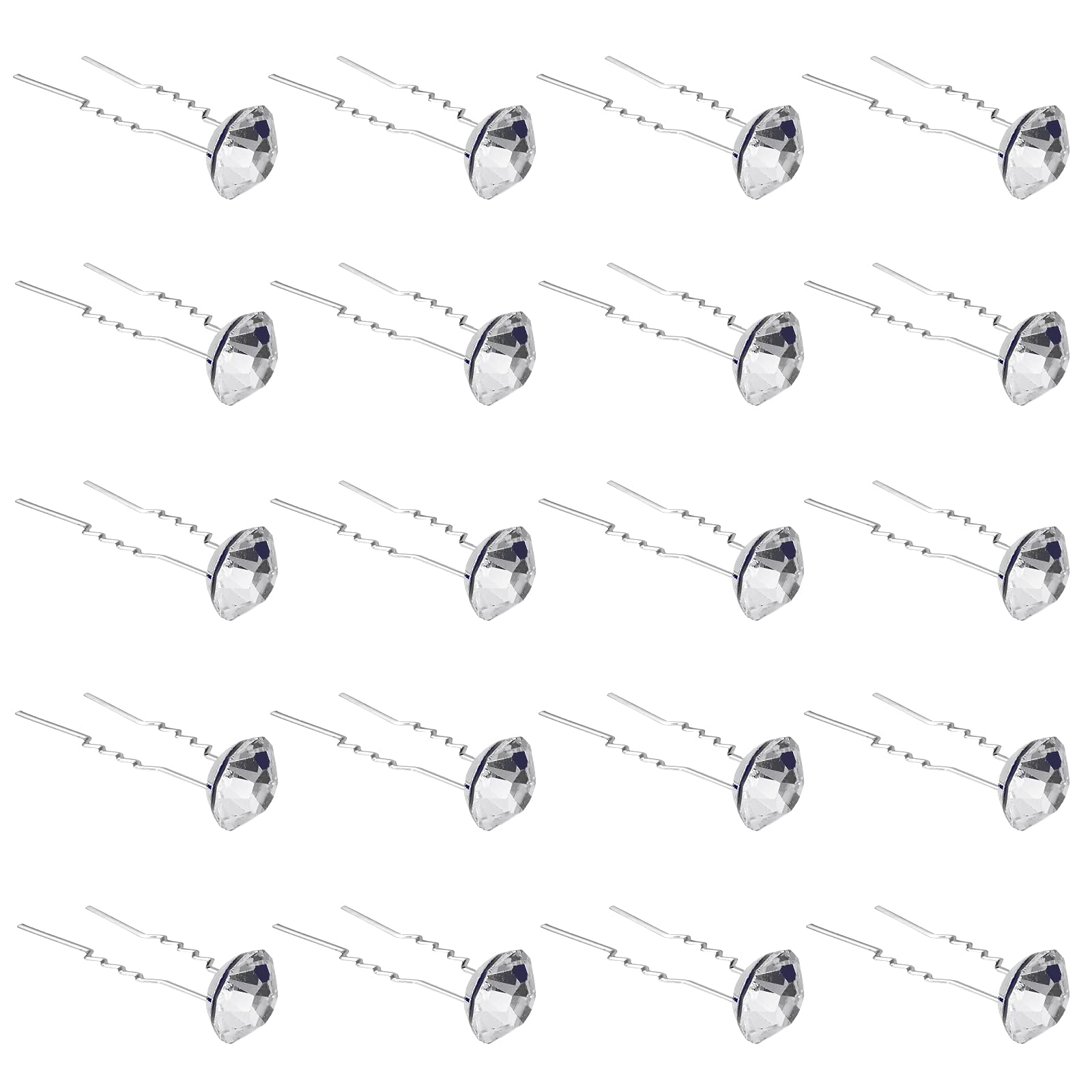 ZOUIQSS 20 Pack (Transparent) Rhinestone Hair Pins Crystal Hair Clips for Bridal Wedding Women Hair Jewelry Accessories,with Clear Container
