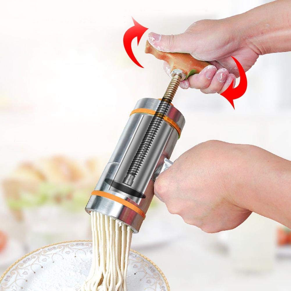 MAGT Pasta Maker, Manual Pasta Machine Stainless Steel Noodle Machine Household Noodle Maker Machine with 7 Molds Orange