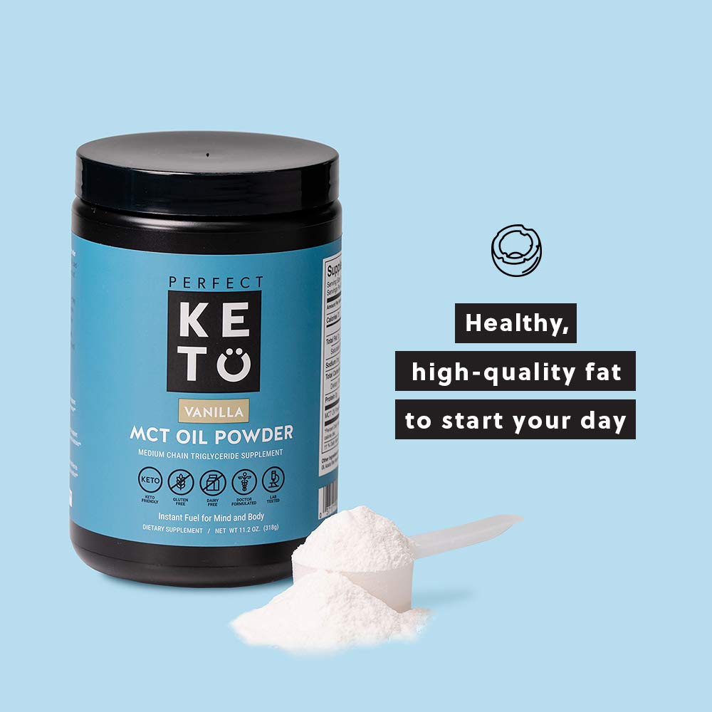 Perfect Keto MCT Oil C8 Powder, Coconut Medium Chain Triglycerides for Pure Clean Energy