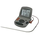 Taylor Precision Products Programmable with Timer Instant Read Wired Probe Digital, Meat, Food, Grill BBQ Cooking Kitchen Thermometer with Timer, Gray