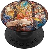 Book Lover Reading Stained Glass PopSockets Adhesive PopGrip