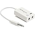 StarTech.com 4 Position Microphone and Headphone Splitter – 3.5 mm – 4 Pin / 4 Pole – Mic and Audio Combo Splitter Cable (MUYHSMFFADW), White