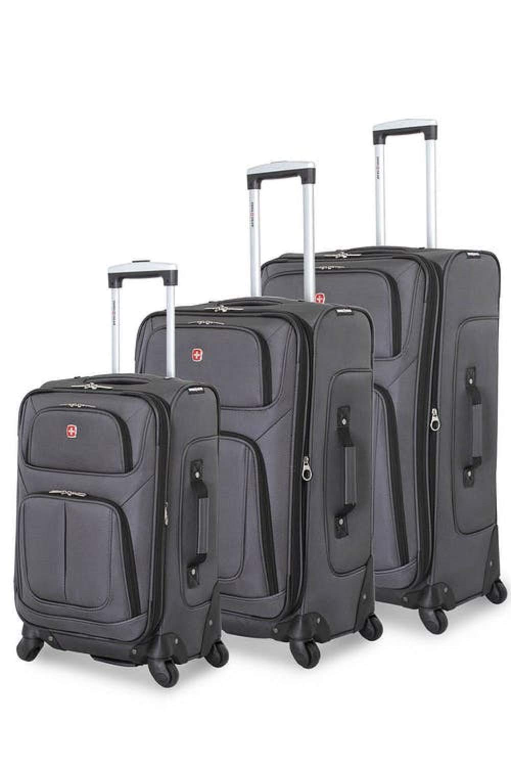 3 piece luggage set by Swissgear with 360 degree swivel wheels