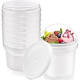 8 Pack 2.5 Quart Plastic Ice Cream Tub with Lid, Small Bucket with Handle, Food Grade Freezer Food Storage Containers, White