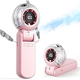 TriPole Misting Fan Portable Handheld Turbo Fan with Mist, LED Display, Neck & Desk Foldable High Speed Airflow Mini Fans, Rechargeable Personal Mister Fans with Water Spray Bottle for Outdoor Travel