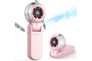 TriPole Misting Fan Portable Handheld Turbo Fan with Mist, LED Display, Neck & Desk Foldable High Speed Airflow Mini Fans, Rechargeable Personal Mister Fans with Water Spray Bottle for Outdoor Travel