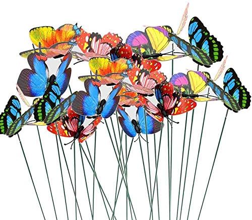 Butterfly Garden Ornaments Butterfly Patio Decor Party Supplies Butterfly Decorations for Outdoor Garden Yard Flower Plant Pot Christmas Tree 25pcs