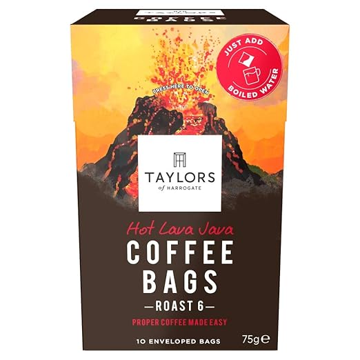 Taylors of Harrogate Hot Lava Java Coffee Bags, 10 Enveloped Bags (Pack