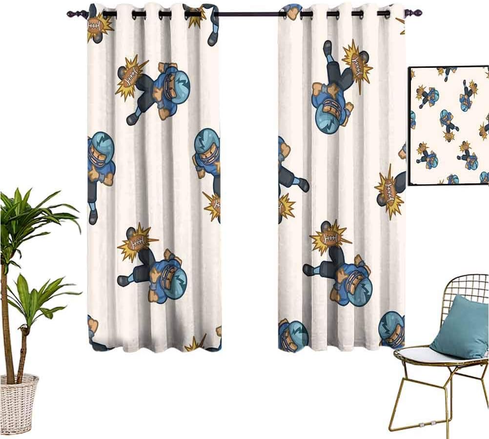 Mozenou Football，Sports Curtains,Kids Boys Cartoon