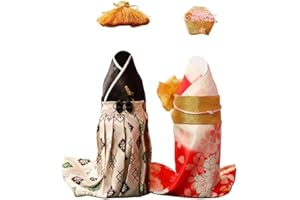 2pcs Japanese Kimono Bottle Cover with Hats Wine Bottle Sleeve Protector Champagne Bottle Dress for Wine Cabinet Decoration