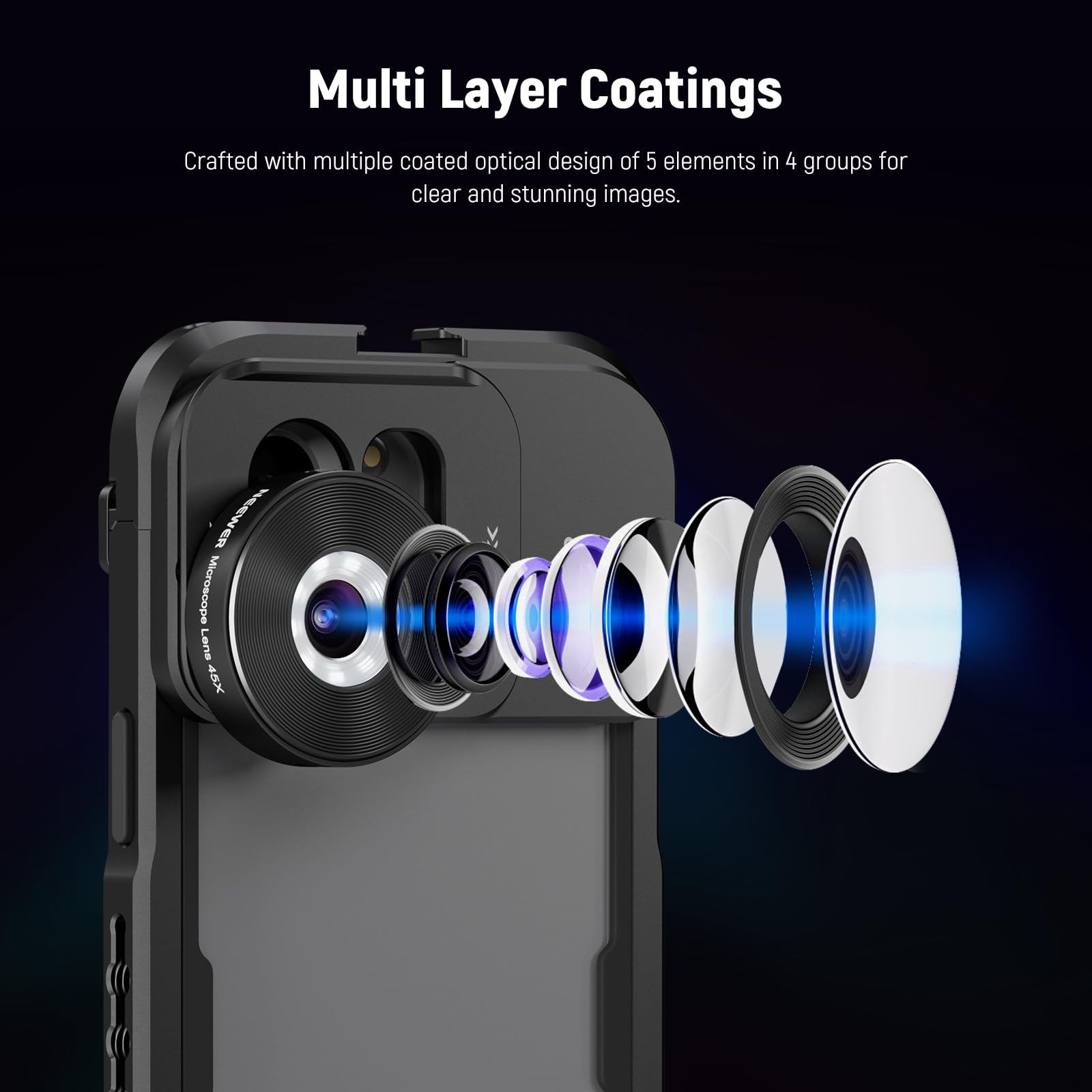 NEEWER 18mm HD 100° Wide Angle Lens for 17mm Thread Lens Backplane, 0.5X Magnification Compatible with SmallRig NEEWER iPhone Samsung Phone Cage with 17mm Lens Adapter, Compatible with Sandmarc, LS-42