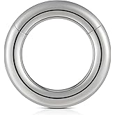 FINE4U Large Gauge Hinged Hoop 6G 8G 10G 10mm 12mm 14mm 16mm - ASTM F136 Titanium Clicker for Septum, Lobe Stretching, Hypoallergenic Nickel Free Body Piercing Jewelry