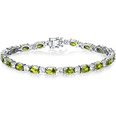 Leva Jewkis Birthstone Bracelets for Women Sterling Silver Tennis Bracelets with Created Gemstones Dainty Charm Jewelry Anniversary Birthday Gifts for Women 7 Inches