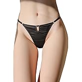 FEELITS Luxury 100% Mulberry Silk Thongs for Women - 22 Momme Silk Satin G-String Panties, Sexy Cheeky T-back