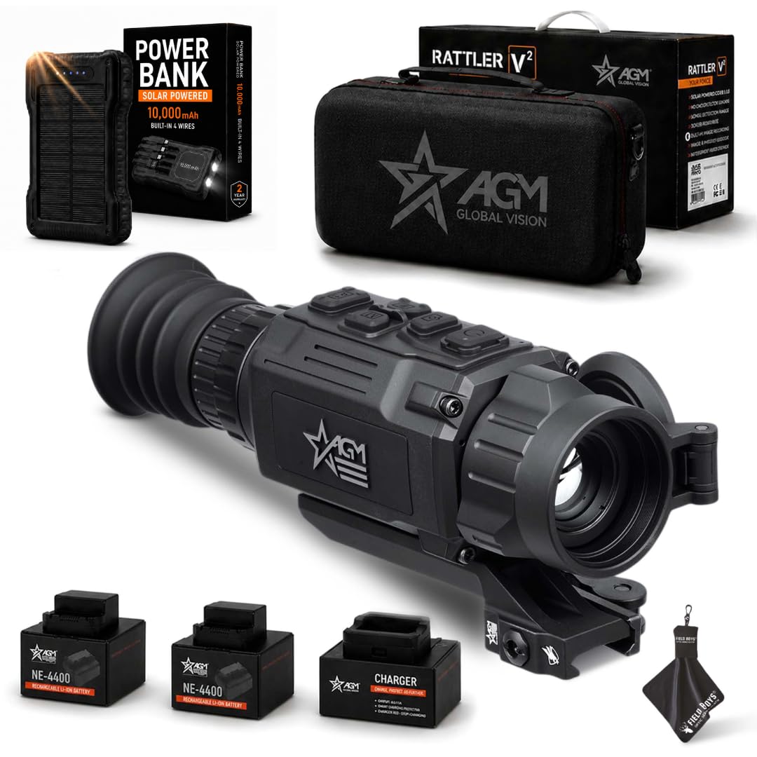 AGM Global Vision Rattler V2 25-256 Óptica de imagen térmica, lente de 25 mm, resolución térmica 256 × 192, aumento de base de 3,5X, rango de detección de 1250 yardas (paquete) (25-256)