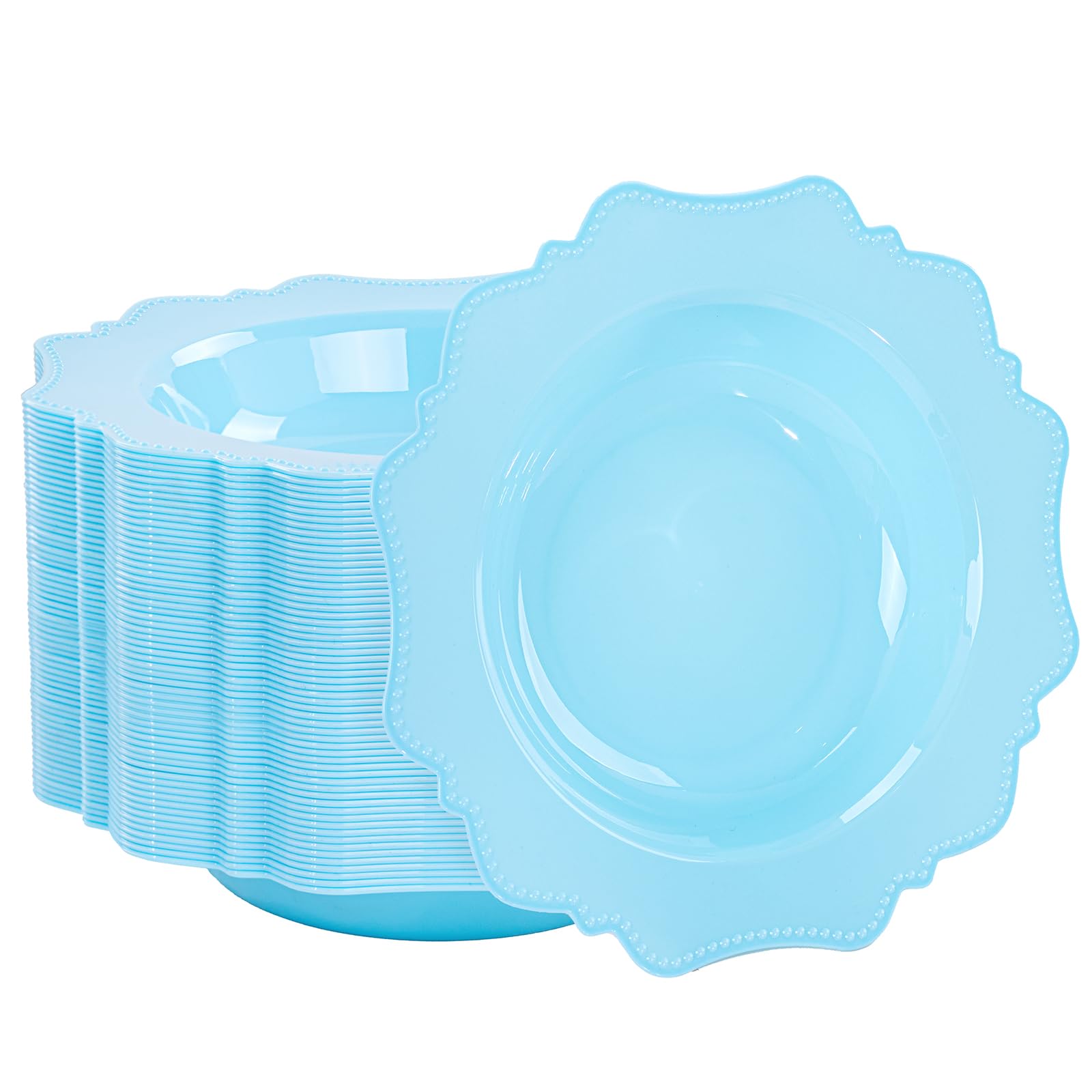 Photo 1 of COLOSUS Light Blue Plastic Party Bowls (60 Pack) 12 Oz Disposable Soup/Salad Bowl, Fancy Shatterproof Dinnerware for Easter, Catering, Holidays, Weddings, and Everyday Use