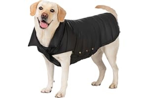 SPACE LION Puffer Jacket, Down Winter Coat, Waterproof, Windproof, Lightweight Jacket, Adjustable Fit for Small to Large Dogs (Black, 3XL)