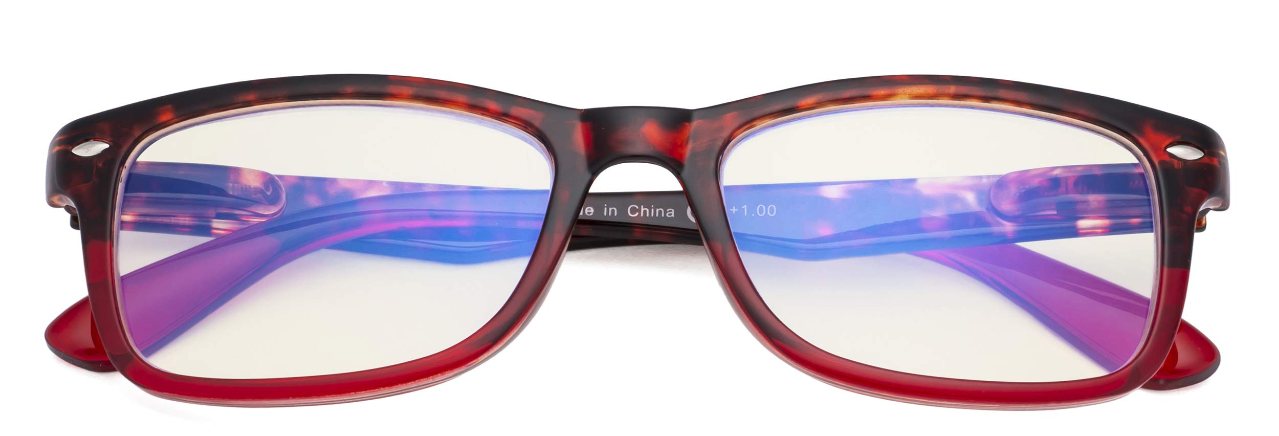 CessBlu Blue Light Blocking Glasses for Women Men Reading Digital Screen UV Glare Filter Computer Readers (Tortoise Red) +1.5