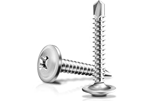 Marysino 100Pcs #10 x 1-1/4" Self Tapping Screws for Metal, 410 Stainless Steel, Sheet Metal Screws for Metal, Truss Head High-Strength Quick Tapping
