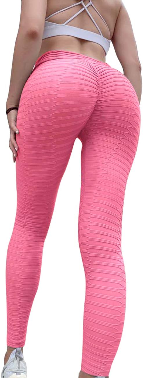 Women’s Diamond Textured Gym Leggings High Waist Ruched Butt Yoga Pants