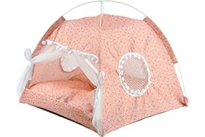 Pets Teepee, Cat Dog Teepee Bed House, Indoor Pet Tent, Detachable Washable Soft Warm Prevent Slip Cute Dog Tent House with M