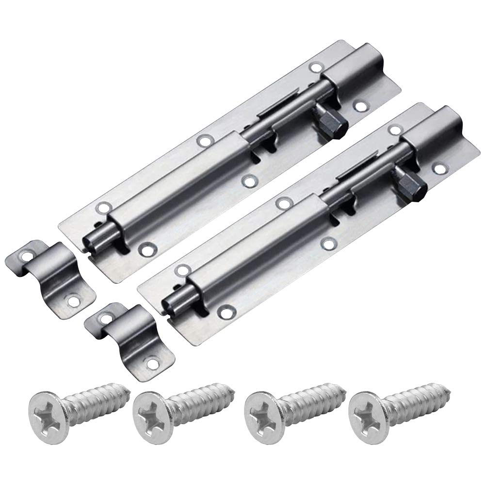 SENDILI 2 Pieces Sliding Gate Latch Bolt - Stainless Steel Safety Door Lock Slide Bolt Latch Surface Mounted Slide Bolt for All Types of Internal Doors