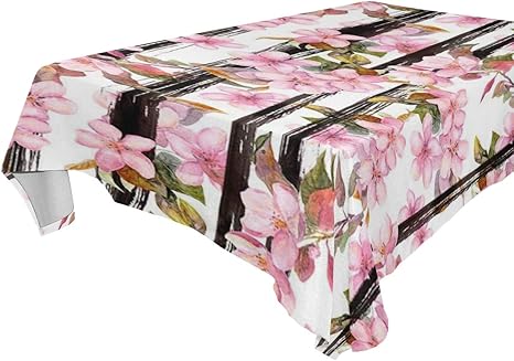 Amazon Wotaka テーブルクロス ピンクアップル花モノクロストライプバックグラウンド 装飾 テーブルカバー 耐久 耐熱 テーブルマット 四季通用 雰囲気が一気に変わる 140x140cm テーブルクロス オンライン通販