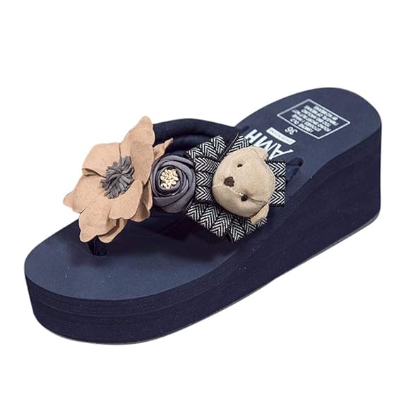 Pingtr - Damen Sandalen - Frauen Mädchen Cartoon Floral Wedges Flip Flops Sandalen Hausschuhe Strandschuhe