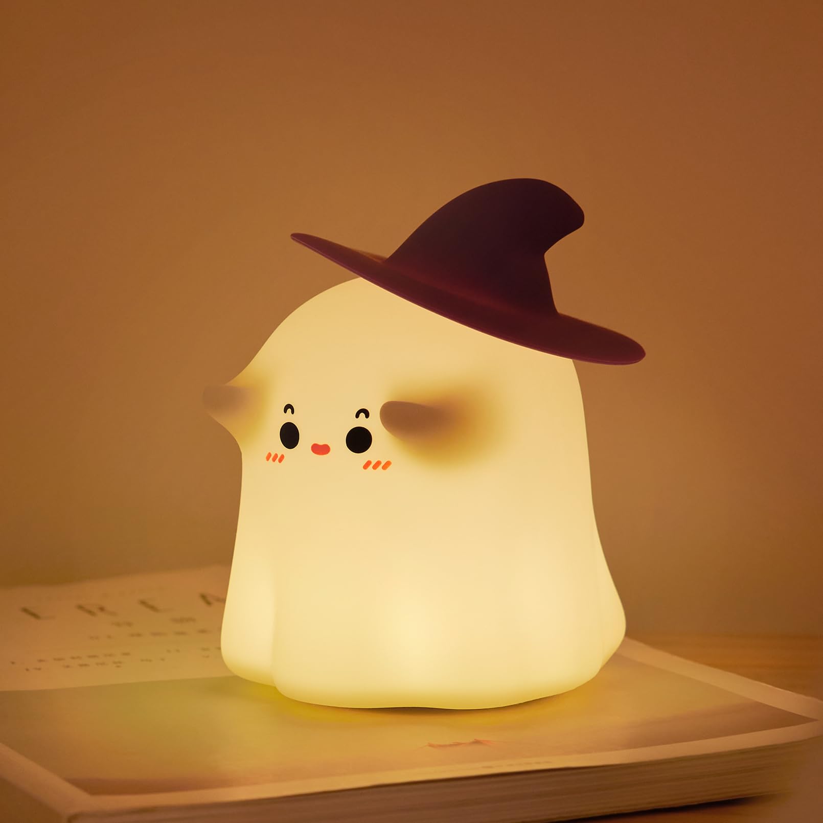 Cute Night Light for Kids, Ghost Lamp Silicone Nightlight Rechargeable Night Lamp 3 Level Dimmable Nursery Night Light Funny Room Decor Christmas Decorations Gifts for Children Toddler Baby Women