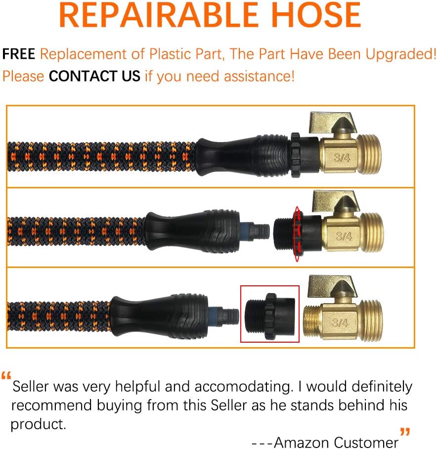 XBUTY Garden Hose Expandable (Patented) - Super Durable Water Hose with Upgraded Anti-Leak System, 4-Layer Latex Tube, Premium 3750D Fabric, 9-Way Metal Sprayer, 3/4" Solid Brass Fittings (25FT) : Garden & Outdoor