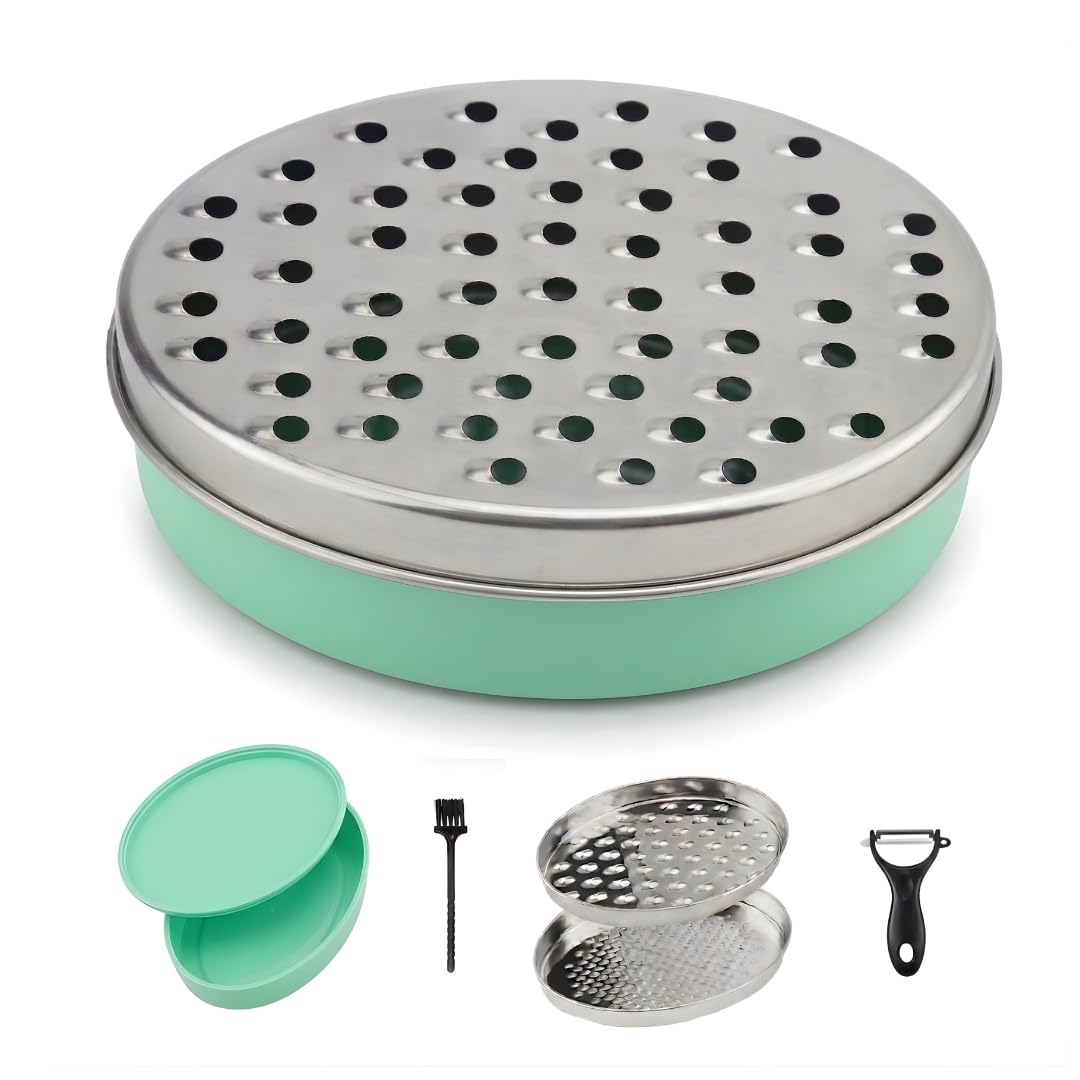 JAGKUL Cheese Grater - Stainless Steel Vegetable Chopper, Chocolate Grater with Container and Lid