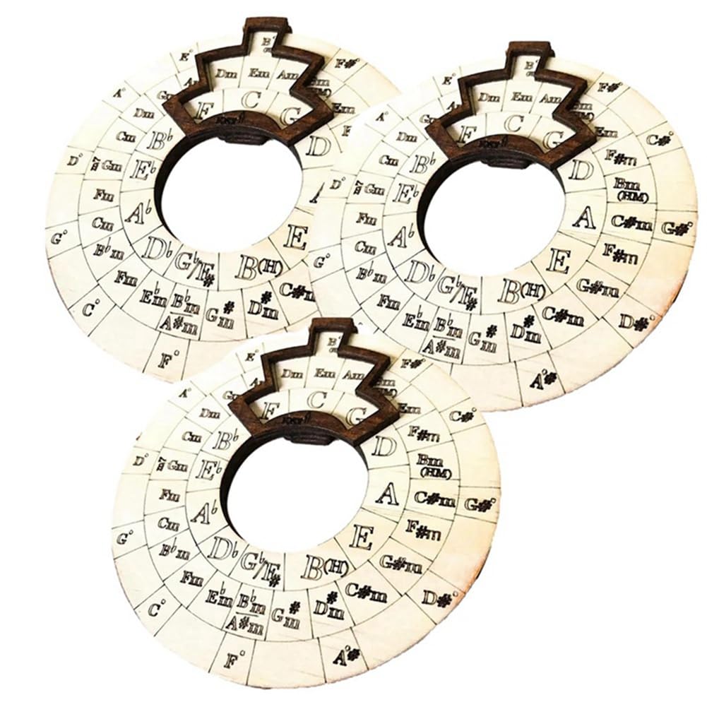 Lrtzizy 3 PCS Melody Music Wheel Circle of Fifths Wheel Guitar Learning Tool Wooden Melody Tool