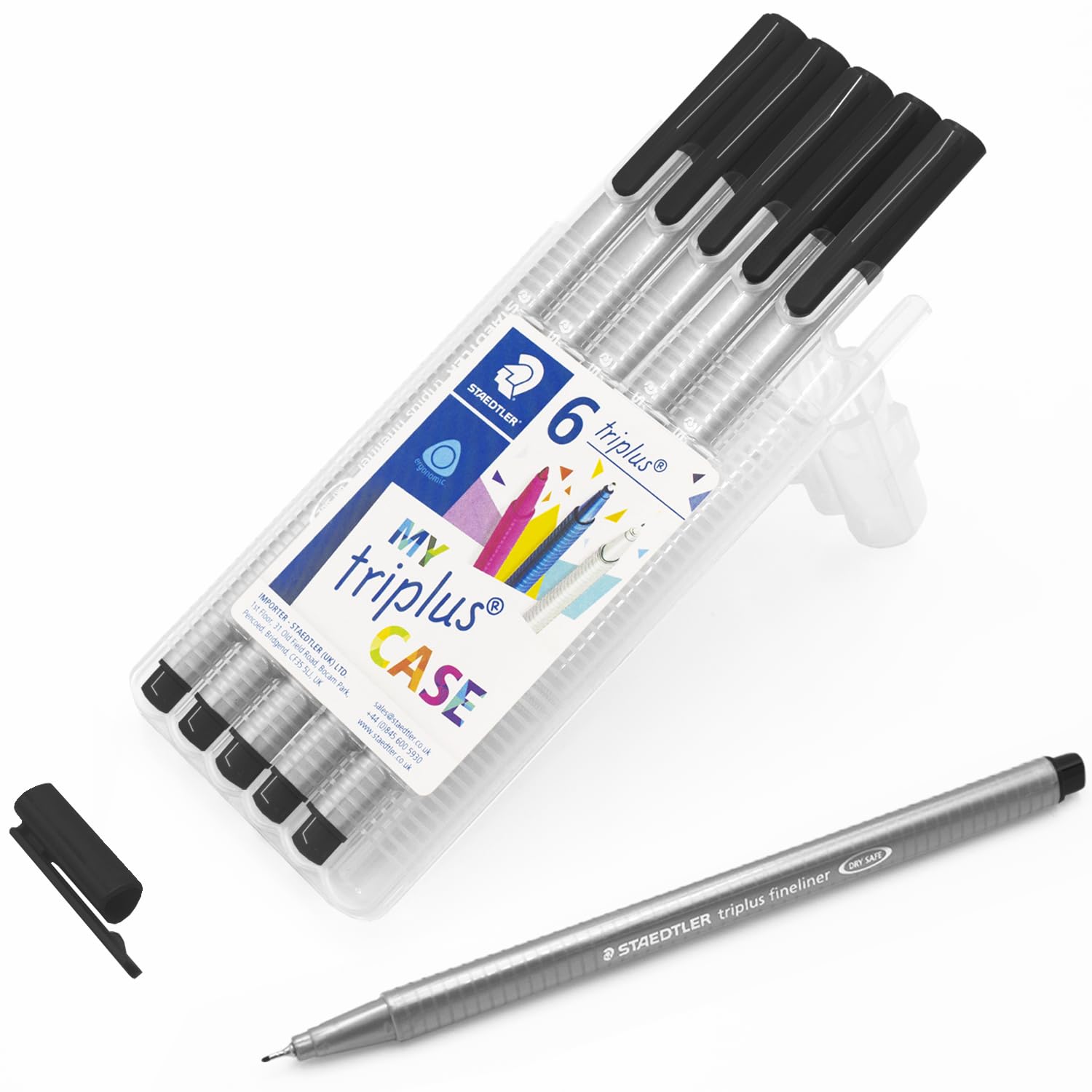 STAEDTLER 334 Triplus Fineliner Superfine Point Pens - 0.3mm - Black Ink (6)